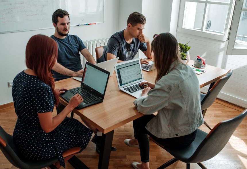 Development team brainstorming